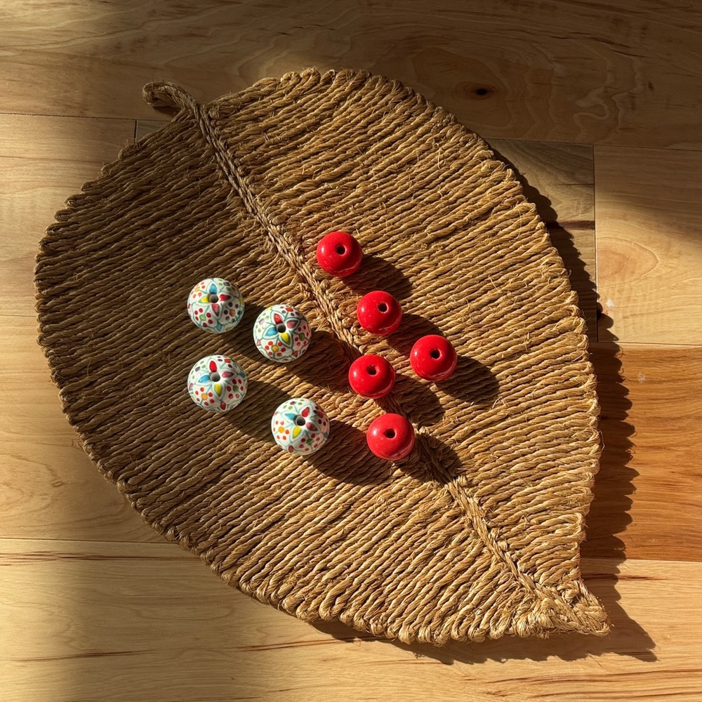 Vintage Hand Painted Set of 9 Drawer Pulls